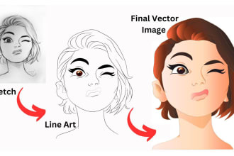 convert image to vector, cartoon, detailed line art and raster to vector