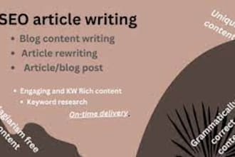 do SEO article writing, blog writing and rewriting