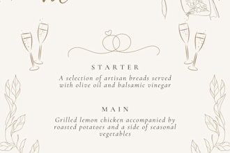 provide editable wedding menu