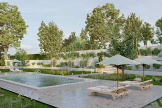 do photorealistic backyard, garden and pool 3d renderings