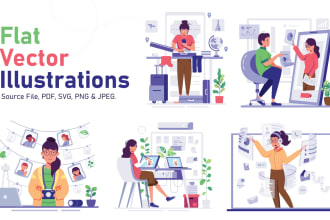 create unique flat vector illustrations