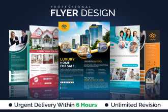 design flyer, leaflet, handout for real estate, corporate, business, medical 6hr