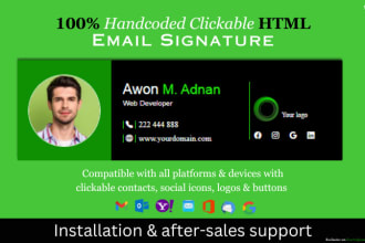 create animated, modern clickable HTML email signature for outlook, gmail, apple