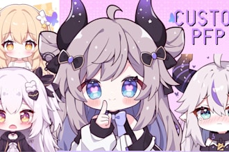 draw cute anime profile picture or mascot in japanese anime style