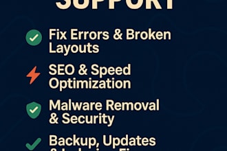 provide monthly website maintenance, support and tech help