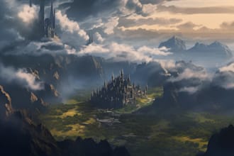 create a fantasy landscape, background, environment scene