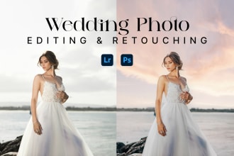 do premium wedding photo retouching and editing in photoshop