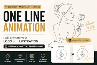 animate your one line art logo or illustration