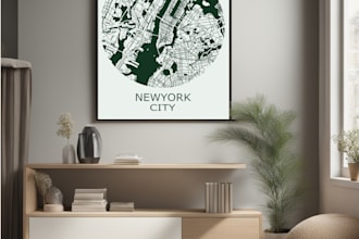 create a wall map poster of any city with any colour