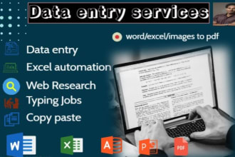 do data entry, excel automation, web research, typing and copy pasting jobs