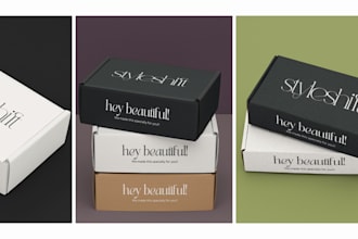design mailer box, cards, stickers for clothing brand