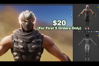 create aaa realistic 3d game character for unity n unreal engine