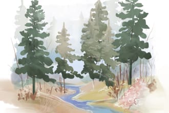 created a watercolour landscape