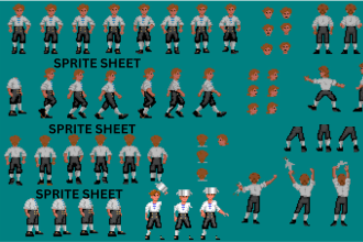 draw 2d sprite sheet character sprite animation pixel art sprites game assets