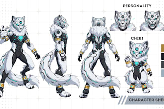 draw your furry fursona reference sheet and anthro character