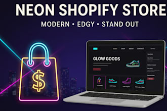 design profitable neon shopify store shopify website neon dropshipping store