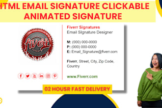 create a clickable HTML email signature with animation