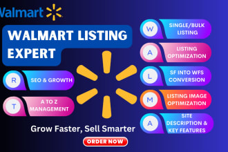 do SEO based walmart listings, listing images, walmart ppc setup, wfs
