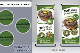 design stand , roll up banner, wall banner and street banner