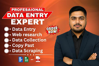 data entry, data mining, web research, scraping, copy paste, virtual assistant