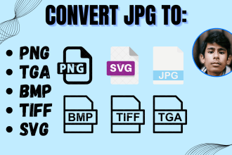 convert images to jpg, png, bmp, tiff, tga, svg etc
