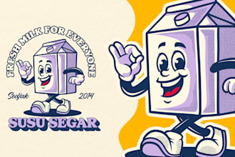 create modern vintage retro cartoon mascot illustration logo