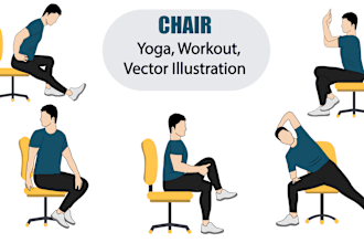 draw workout, exercise, yoga, fitness illustration within 24 hour