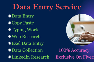 do data entry, appending, data collection, copy paste, linkedin research, typing
