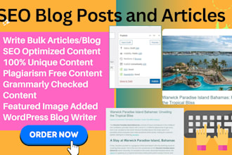 do SEO bulk travel articles and blog posts content writer, wordpress blogs
