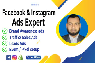 setup shopify facebook ads campaign, advertising,  marketing  and instagram ads