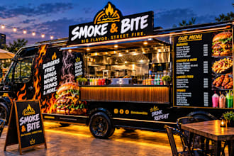 design stylish food truck wrap, food trailer wrap, or food van wrap design