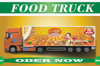 design stylish food truck wrap, food trailer wrap, or food van wrap design