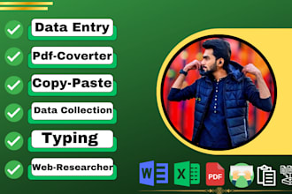 do data entry, pdf converting, typing, copy paste, web scarping job all time