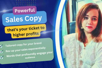 write powerful sales copy, landing page copy, sales funnel copy and copywriting