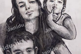 draw realistic charcoal portrait within 24 hours