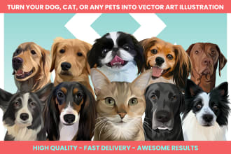 custom vector illustration of your pets