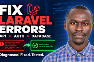 fix laravel, PHP, API, authentication, and database errors