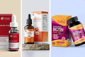 create product packaging design for bottle, box lable or custom kit