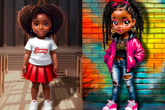 do african american children book illustration in cute style