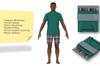 make 3d clothes modeling, texturing, fitting and animation