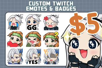 draw custom cute chibi twitch discord emotes or sticker for you