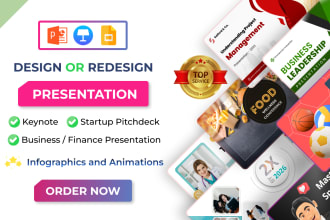 design or redesign powerpoint presentation slides, keynote, google slides, ppt