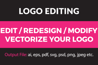 edit, redesign, redraw, modify, fix, vectorize your logo