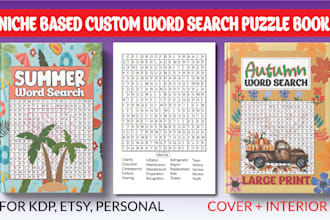 custom word search puzzles book for amazon KDP puzzles with solutions