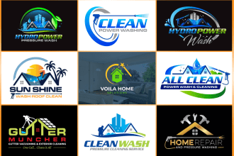 do high quality cleaning, power washing and pressure washing logo design