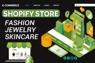 design modern fashion, jewelry and skincare shopify website