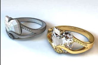do jewelry 3d model and rendering with 3d printable format