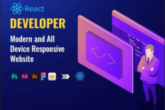 be your frontend web developer using react, HTML, CSS, bootstrap, javascript
