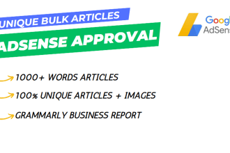 write and design unique seo bulk articles for google adsense approval