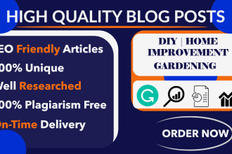 write DIY, home improvement, gardening, environment articles